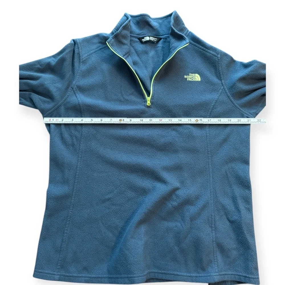 Women’s The North Face Blue/Lime Fleece Quarter Zip Pullover - Picture 2 of 6